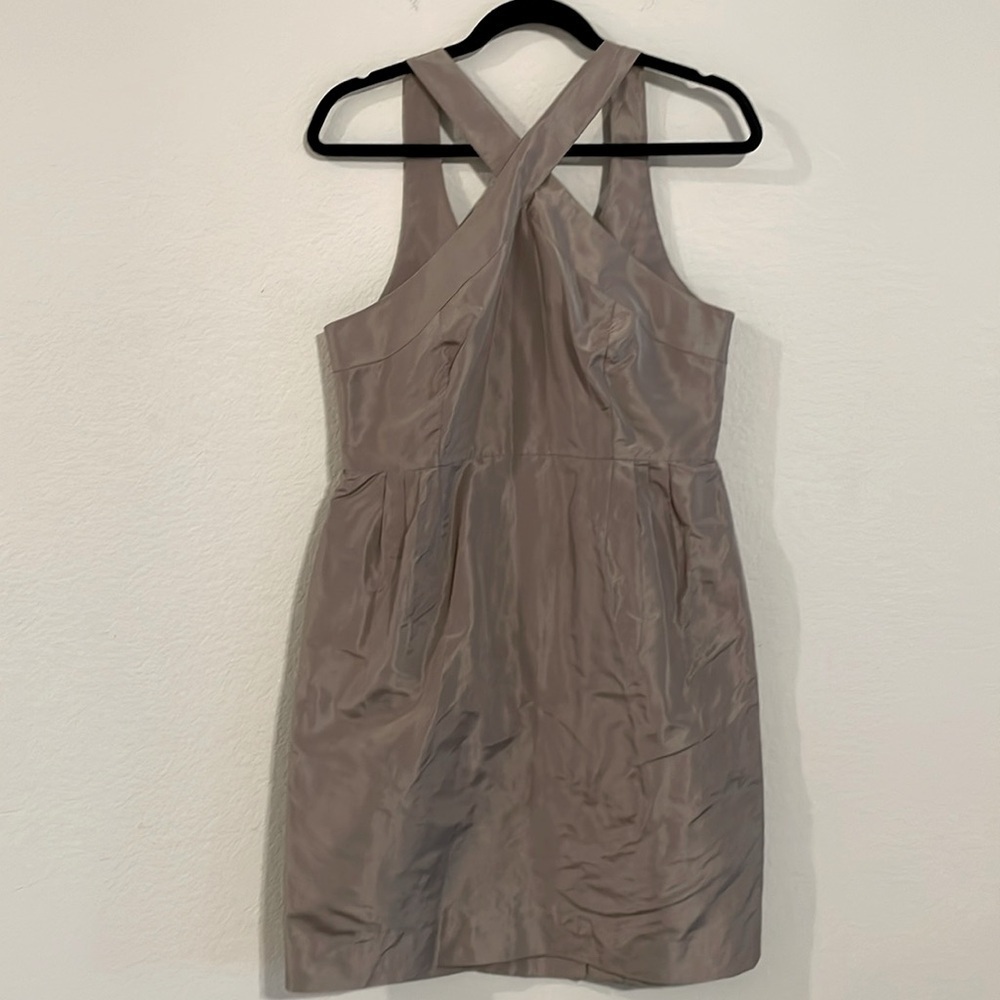 J. Crew Women's 100% Silk Mini Dress Size 12 Tan Formal Cocktail Holiday